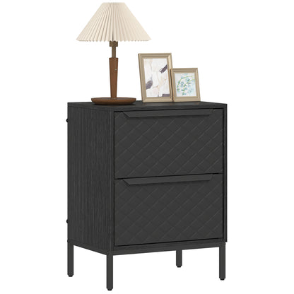 Chest of Drawers, 2 Fabric Drawer Dresser, Aluminium Handles, Black