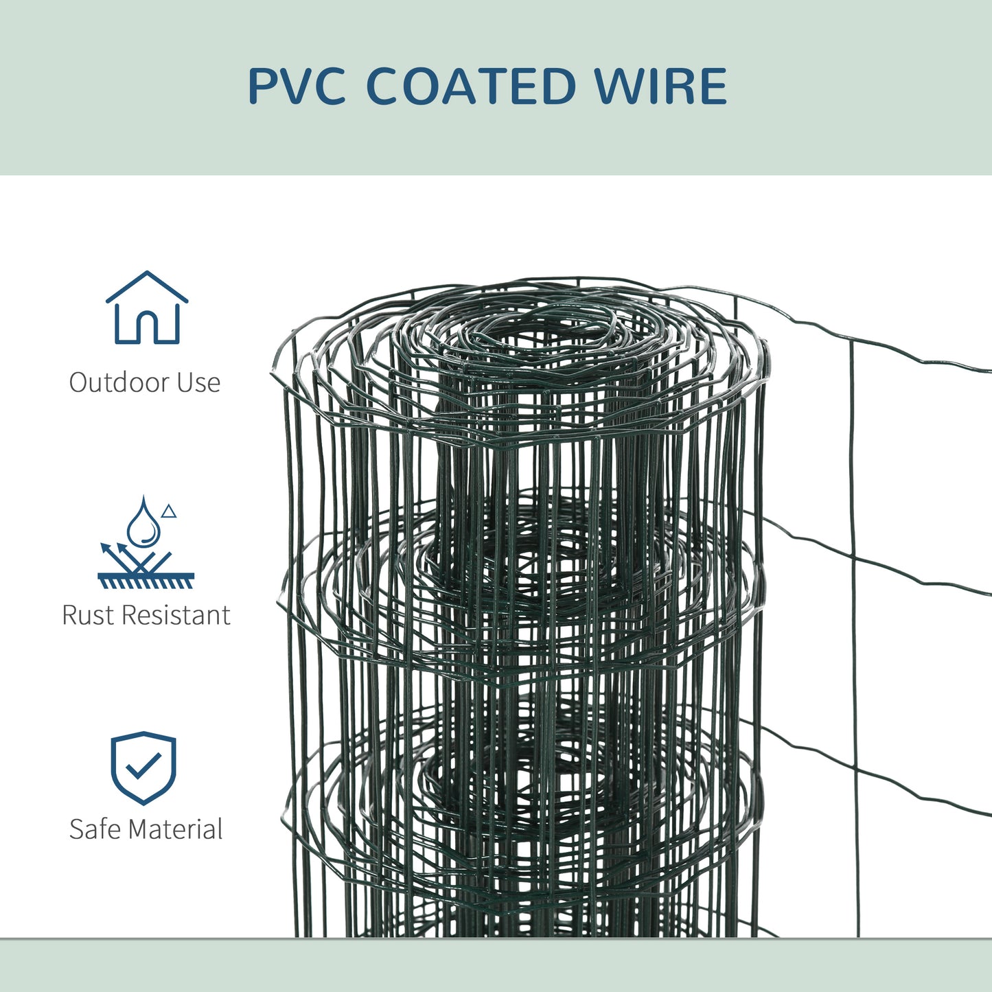 0.6Mx10M Chicken Wire Mesh Rabbit Poultry Animal Fence PVC Coated Netting