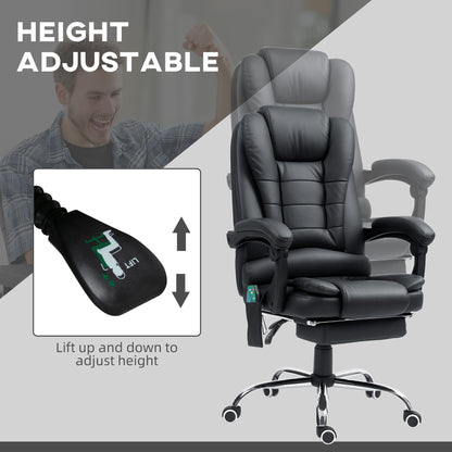Ergonomic Heated 6 Points Vibration Massage Executive Chair Black