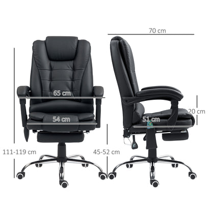 Ergonomic Heated 6 Points Vibration Massage Executive Chair Black