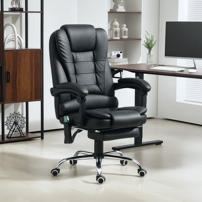 Ergonomic Heated 6 Points Vibration Massage Executive Chair Black