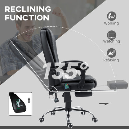 Ergonomic Heated 6 Points Vibration Massage Executive Chair Black