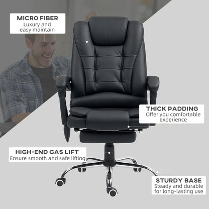 Ergonomic Heated 6 Points Vibration Massage Executive Chair Black