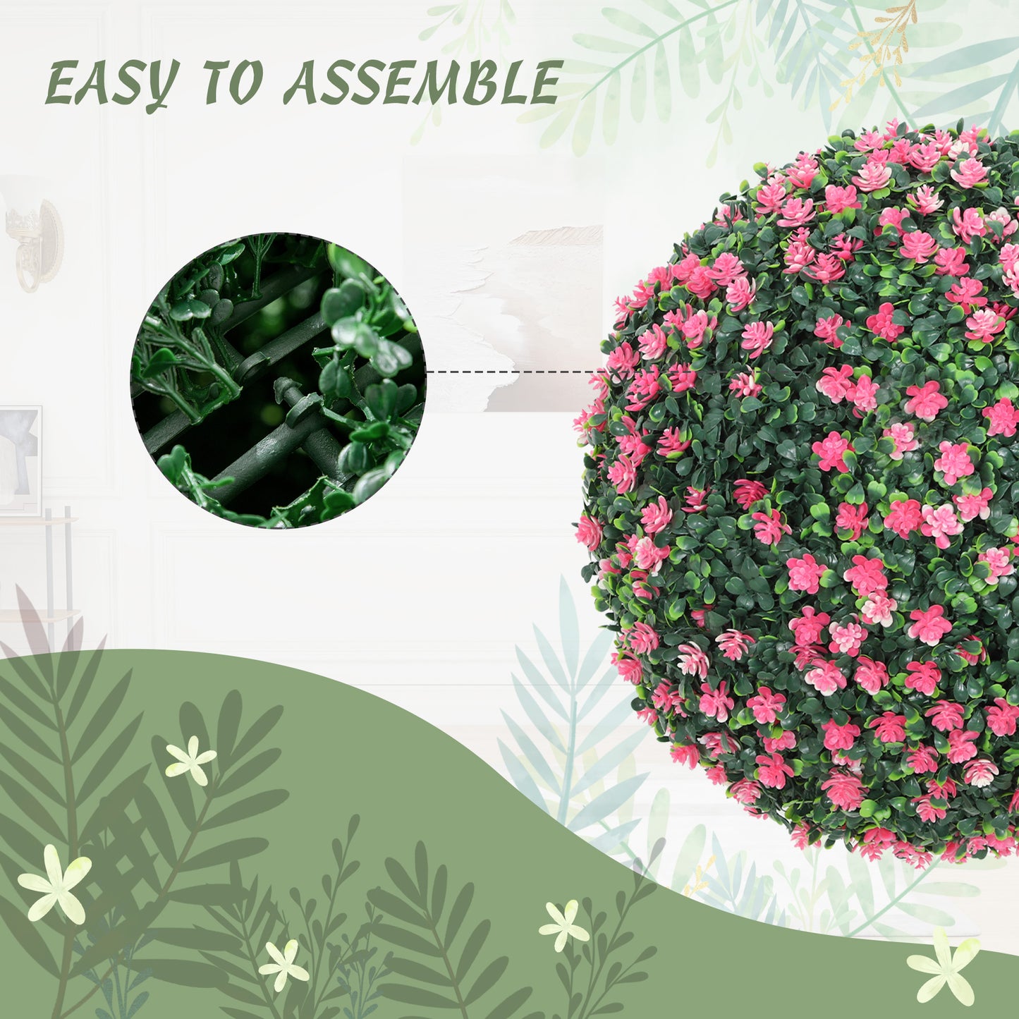 Set of 2 Artificial Topiary Balls Indoor Outdoor Faux Boxwood Balls