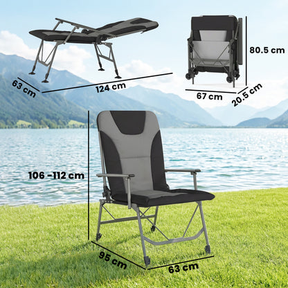 Camping Chair Reclining Padded for Adults Black