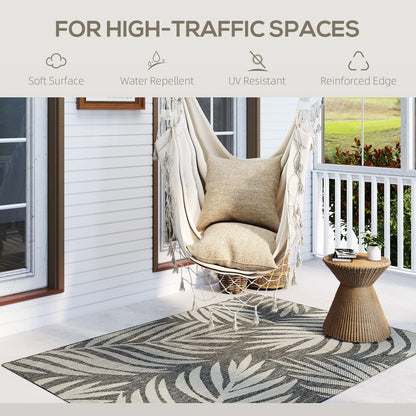 Easy-Cleaning Machine Washable Rug for Patio, Garden, Grey