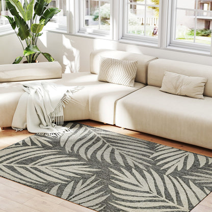 Easy-Cleaning Machine Washable Rug for Patio, Garden, Grey