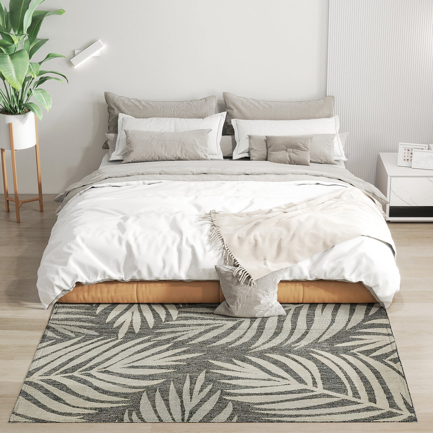 Easy-Cleaning Machine Washable Rug for Patio, Garden, Grey