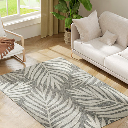 Easy-Cleaning Machine Washable Rug for Patio, Garden, Grey