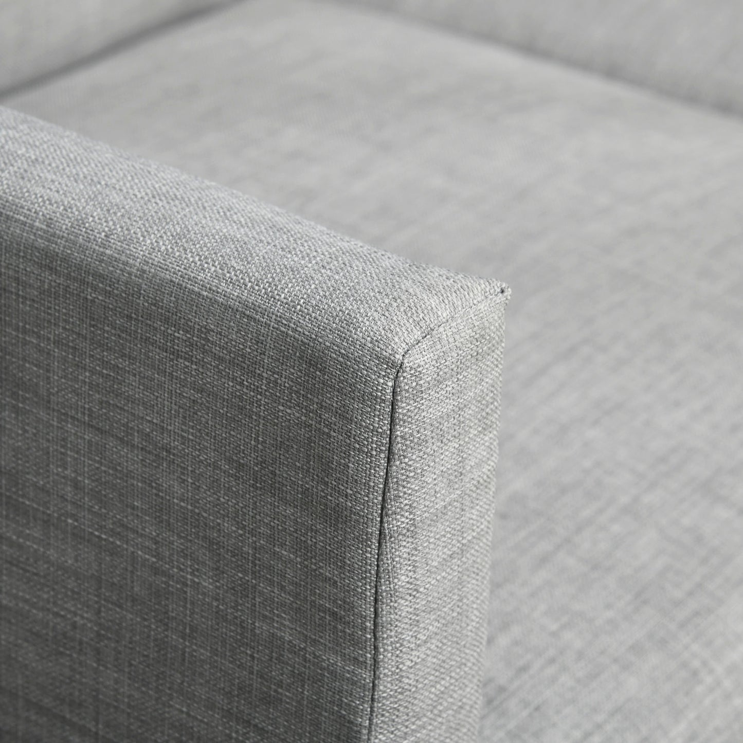L Shape Sofa Bed Set, Linen Fabric Corner Sofa Bed with Rubber Wood Legs and Footstool, Grey