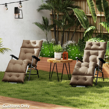 Garden Lounge Chair Cushions Set of 2, 220gsm Fabric, Khaki
