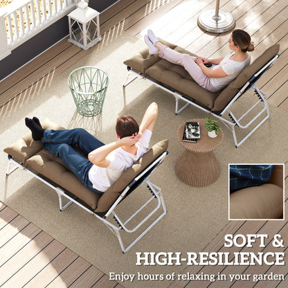 Garden Lounge Chair Cushions Set of 2, 220gsm Fabric, Khaki