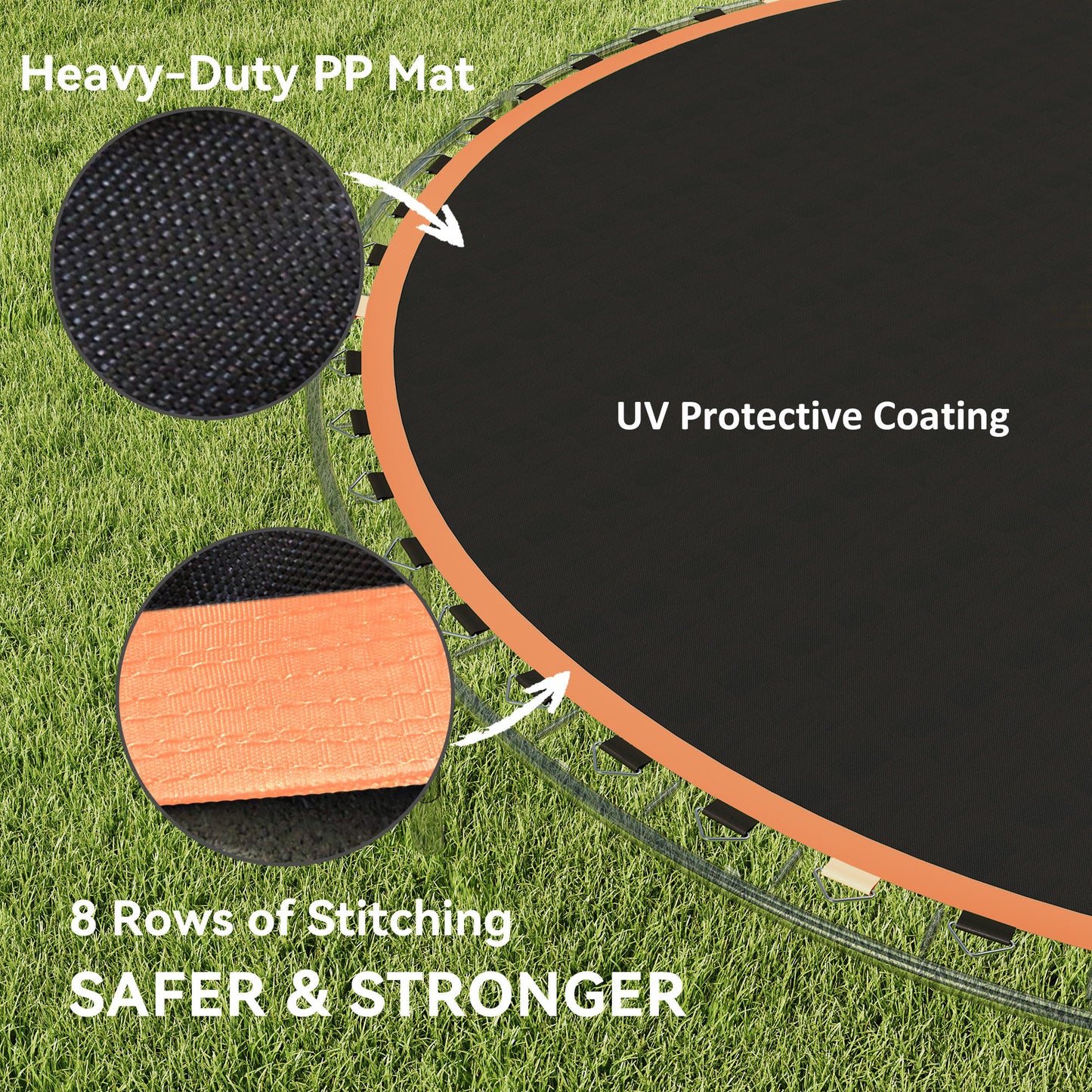Trampoline Mat with 54 V-Hooks, for 10ft Trampoline, Orange
