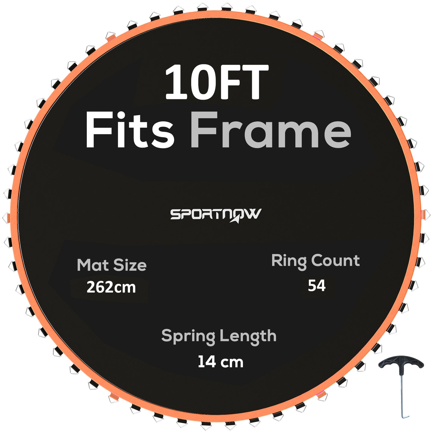 Trampoline Mat with 54 V-Hooks, for 10ft Trampoline, Orange