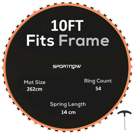 Trampoline Mat with 54 V-Hooks, for 10ft Trampoline, Orange