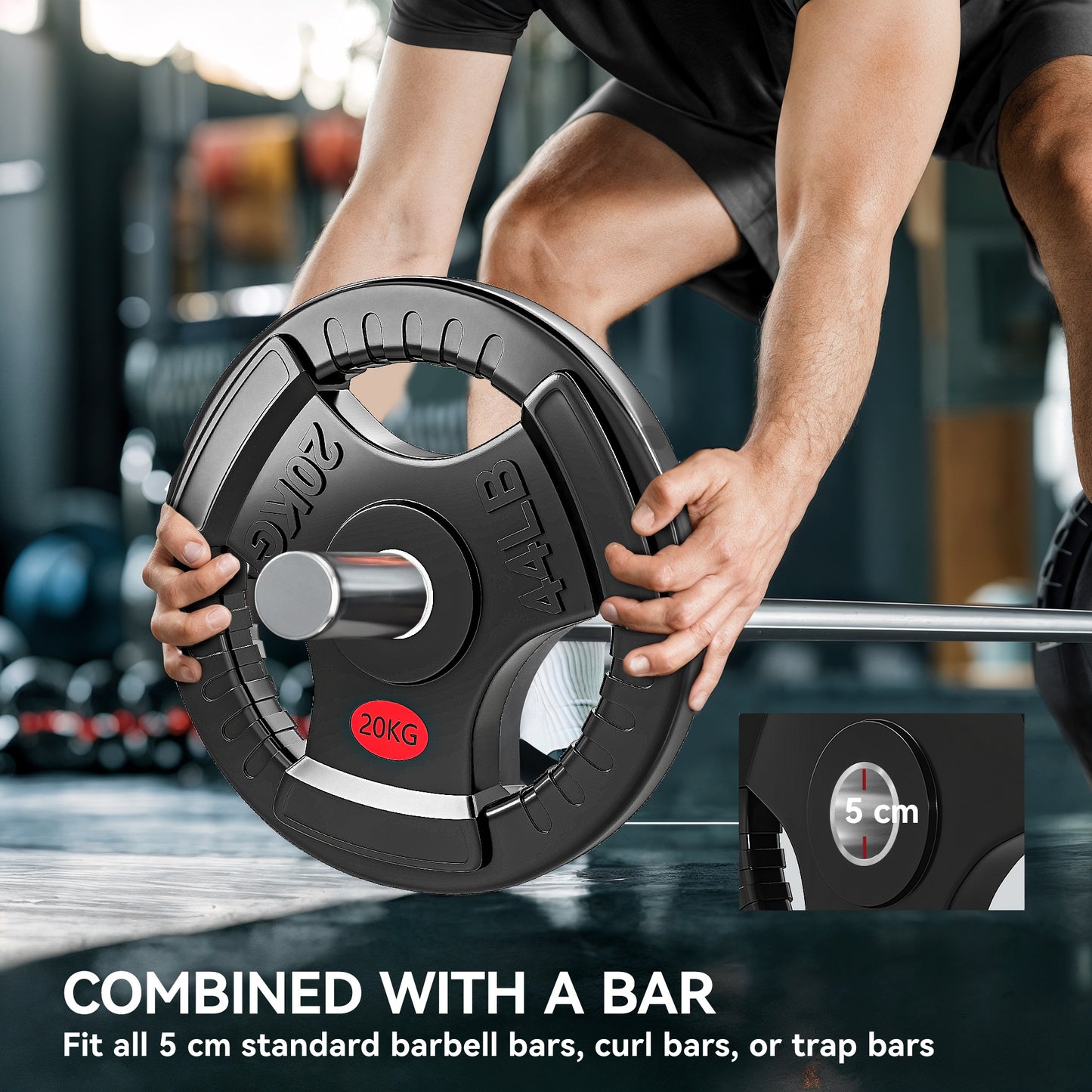 20kg Olympic Weight Plate, Weight Plate Disc with Tri-Grips
