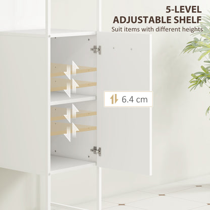 Tall Bathroom Cabinet with 3 Open Shelves Adjustable Shelf, White