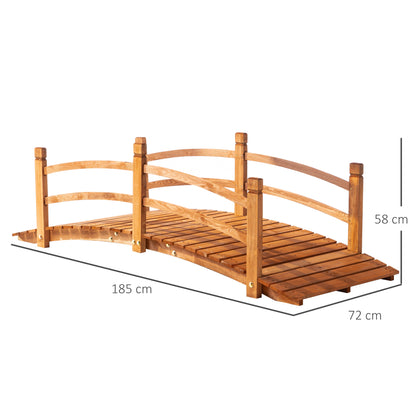 Wooden Garden Bridge with Safety Railings, Classic Arc Footbridge