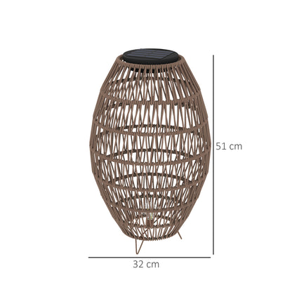 Rattan Solar Lamp, Auto On/Off Garden Lantern, Dark Brown