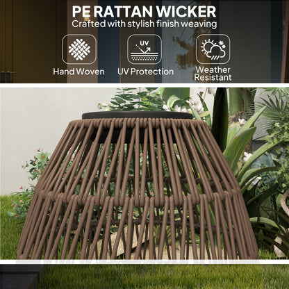 Rattan Solar Lamp, Auto On/Off Garden Lantern, Dark Brown