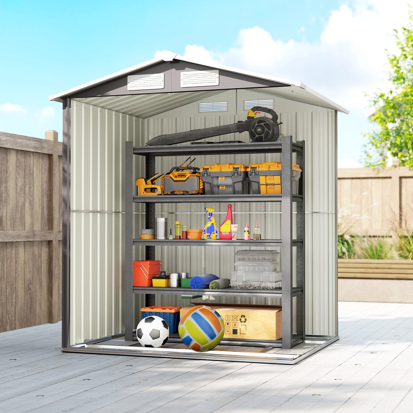 5ft x 4.3ft Outdoor Metal Storage Shed with Sliding Door Sloped Roof