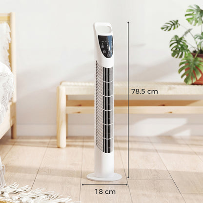 78.5cm Oscillation Tower Fan with Remote Control 3-Speed Wind White