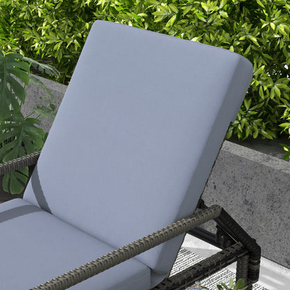 Rattan Wicker Chaise Sun Lounger Garden w/ Adjustable Backrest & Wheels