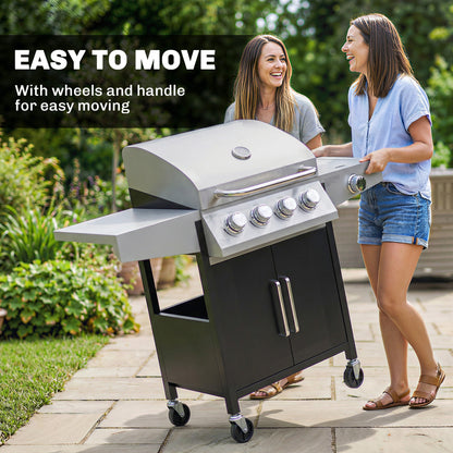 4+1 Burner Gas BBQ Grill with Side Burner, 50000 BTU Gas Grill