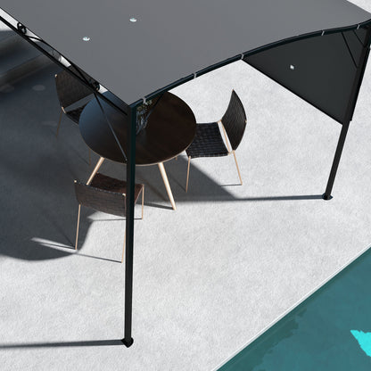 3 x 2.5m Patio Metal Gazebo Door Window Awning Wall Mount Metal Outdoor Shelter Charcoal Grey