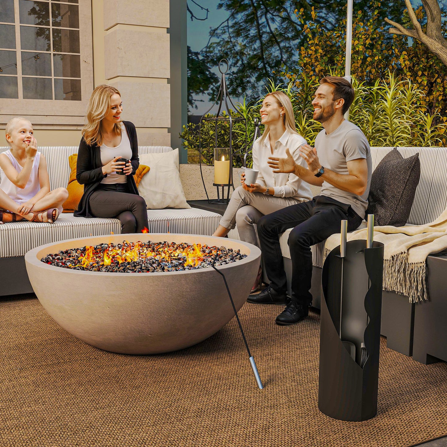 4 PCS Fireplace Companion Set, Metal Fireside Companion Set, Silver