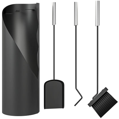 4 PCS Fireplace Companion Set, Metal Fireside Companion Set, Silver