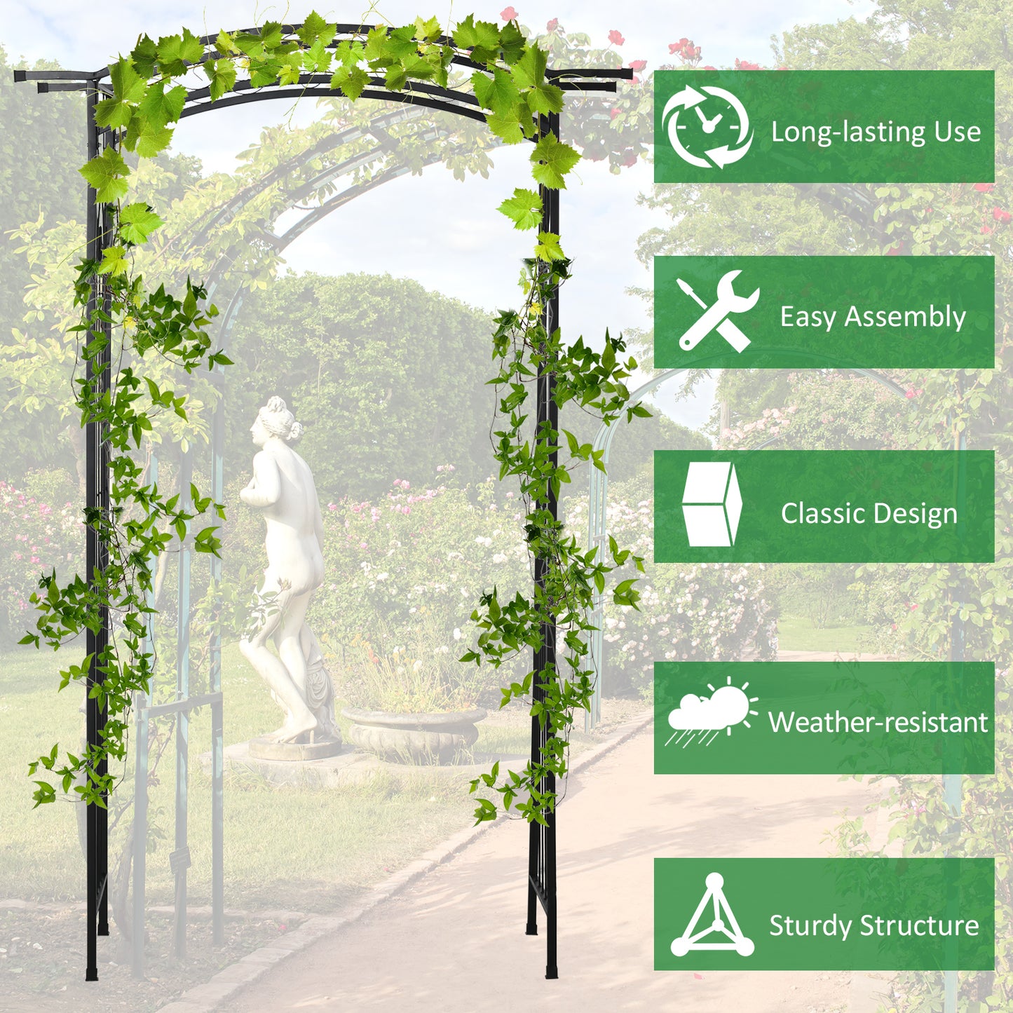 211cm Height Metal Garden Arch Arbor for Wedding Decor