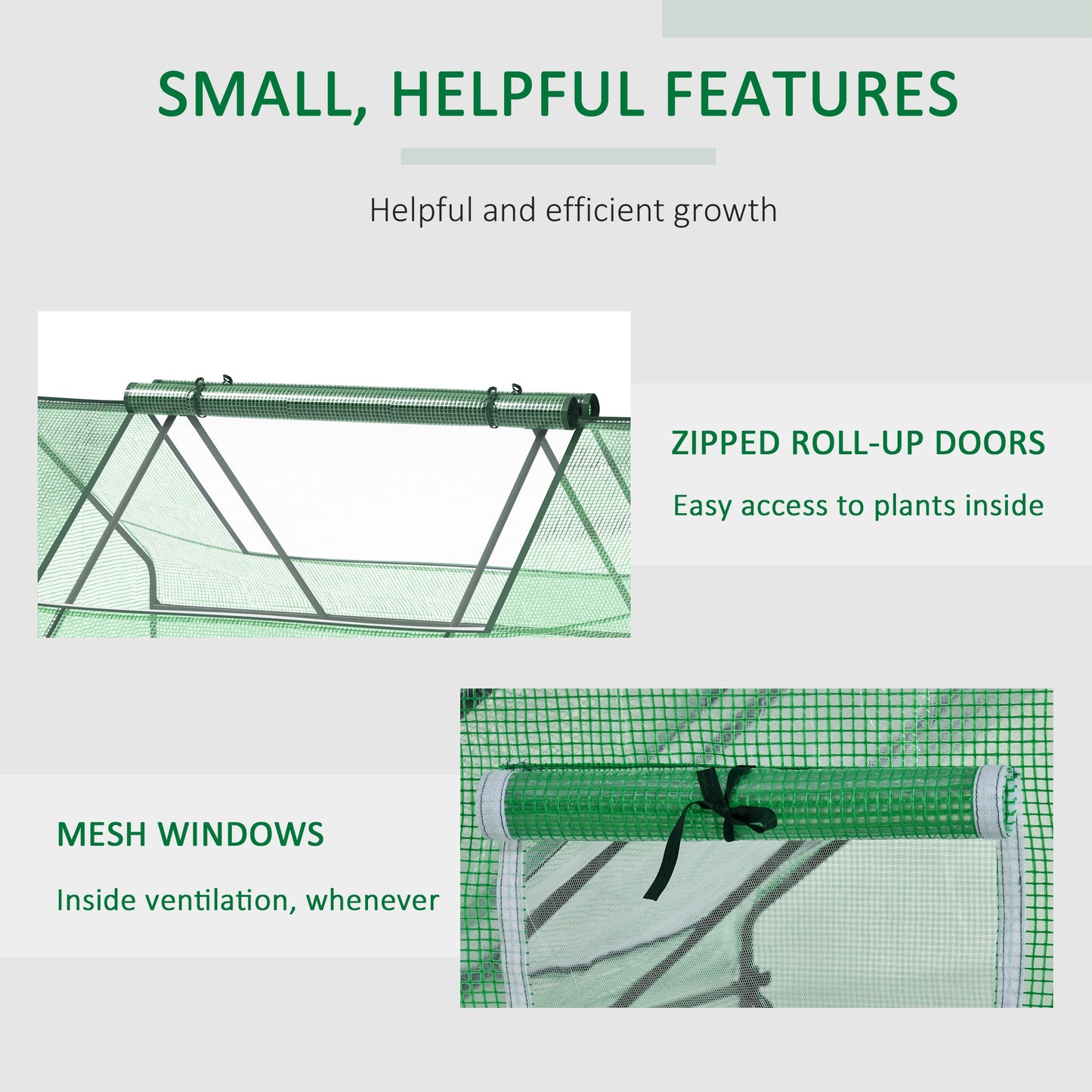 Mini Greenhouse, Portable Garden Small Greenhouse with Zipped Windows and Door, 180 x 140 x 80cm, Green