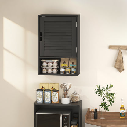 Bathroom Cabinet, Wall Mounted Cabinet with Adjustable Shelves, Black