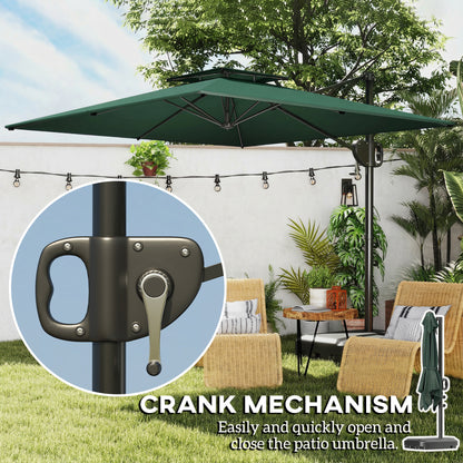 Garden Cantilever Parasol w/ Weighted Base Tilt Crank Dark Green