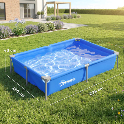 Metal Frame Swimming Pool, Rectangle Frame Pool, 229 x 160 cm, Blue