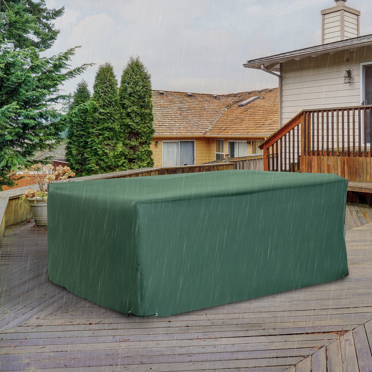 245x165x55cm UV Rain Protective Cover For Garden Patio Wicker Rattan
