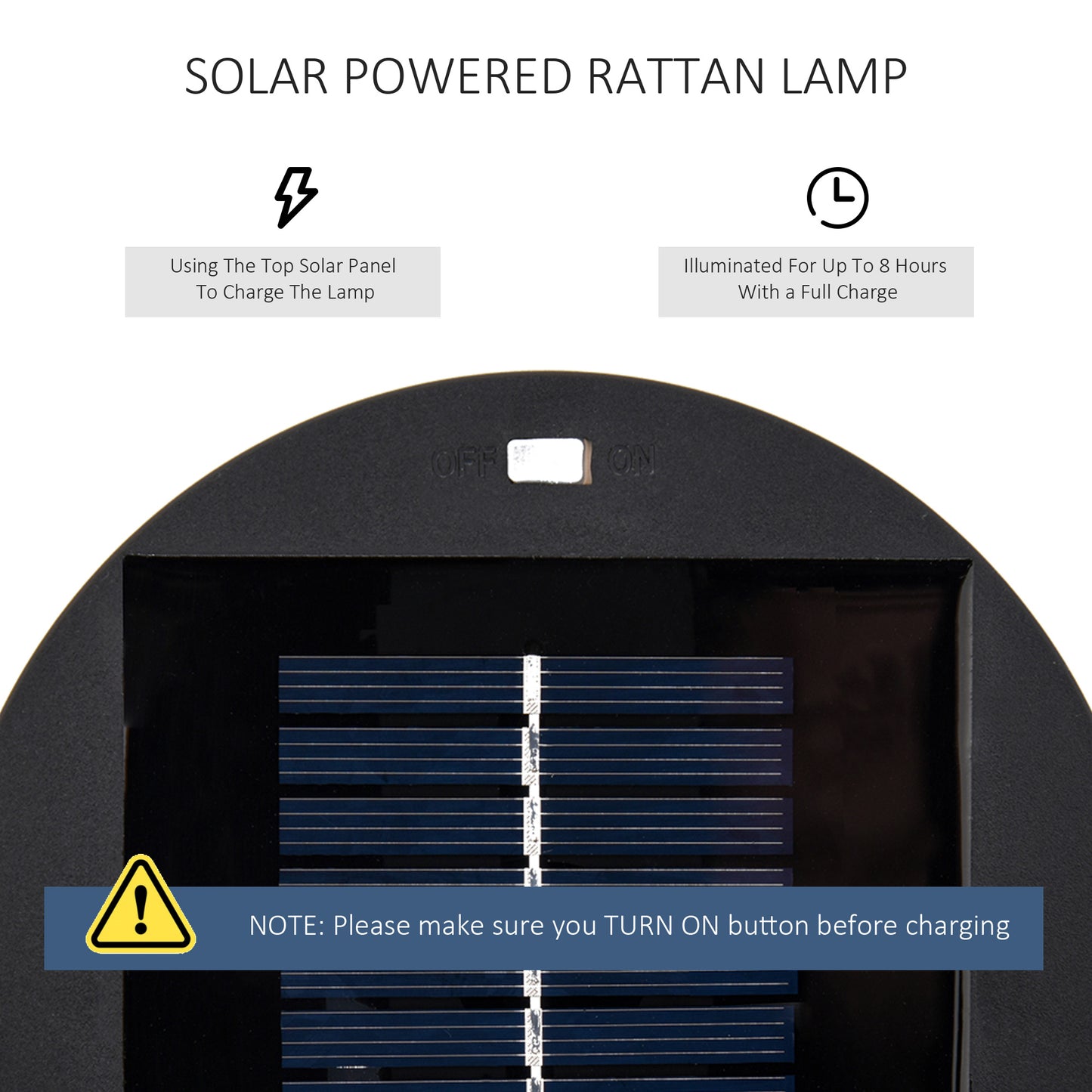 Garden Solar Powered Lights Woven Wicker Lantern Auto On/Off Black