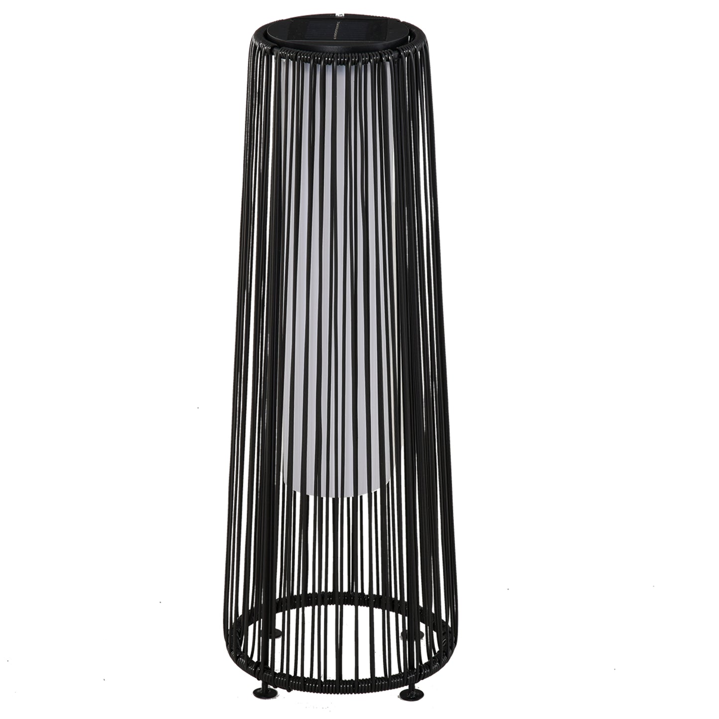 Garden Solar Powered Lights Woven Wicker Lantern Auto On/Off Black
