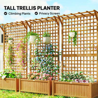 Wood Planter with Trellis for Climbing Plants Planter Box Yellow