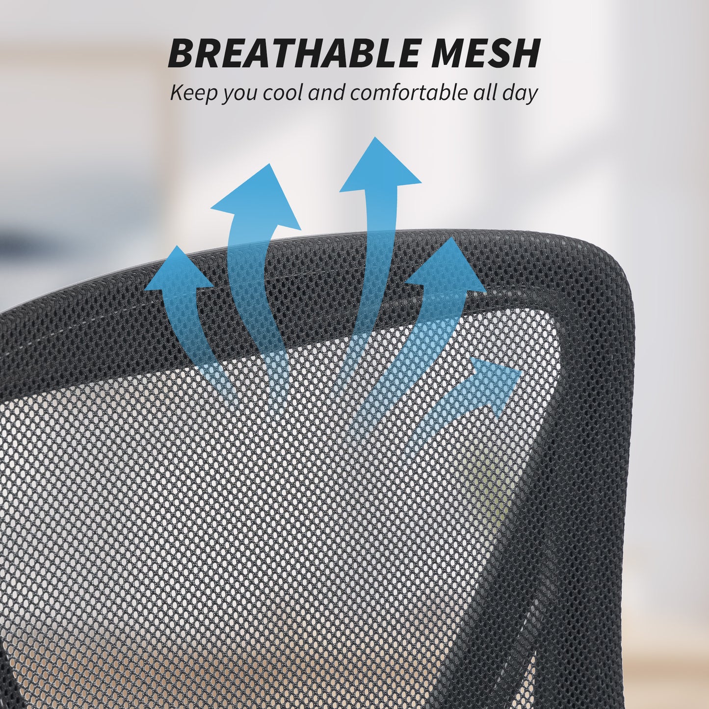 Mesh Office Chair, Desk Chair with Flip-up Armrests, Lumbar Support, Black