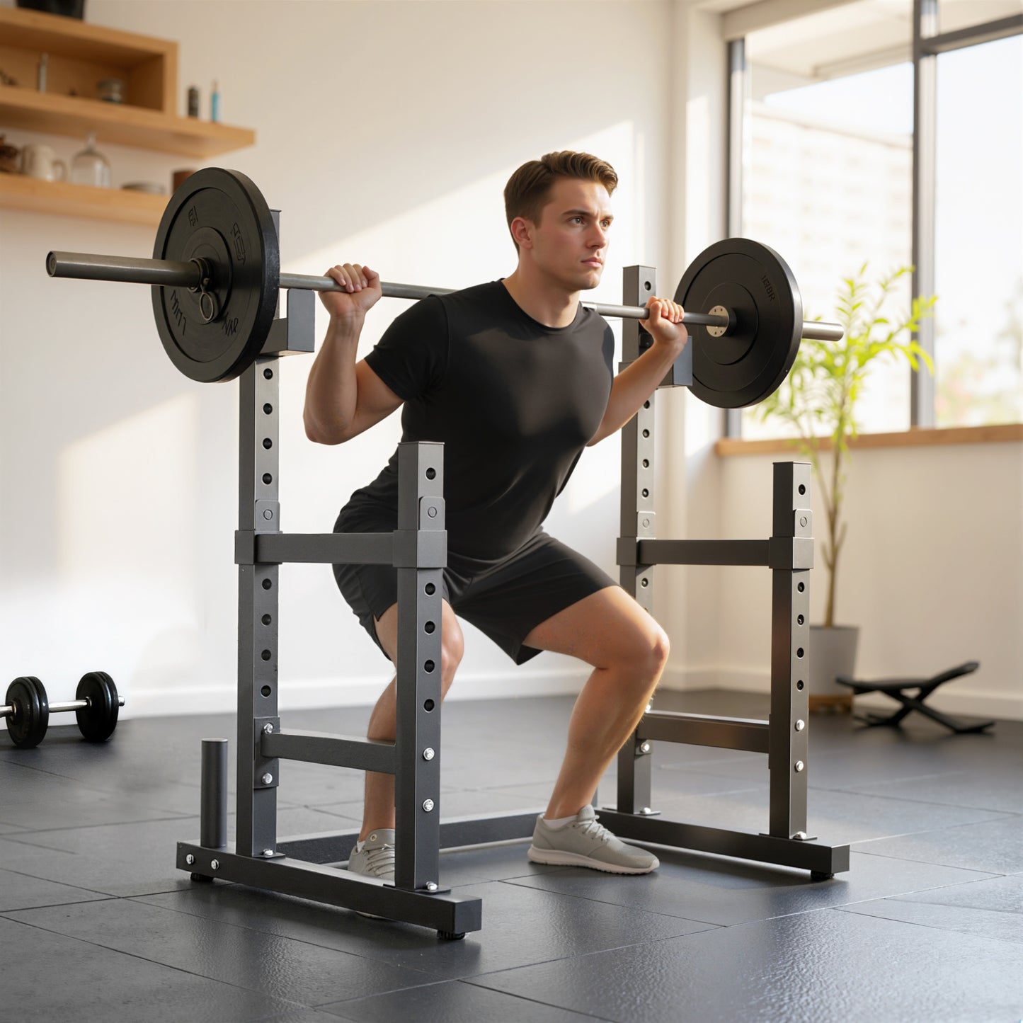 Adjustable Squat Rack, Barbell Rack Stand, Max Load 300kg