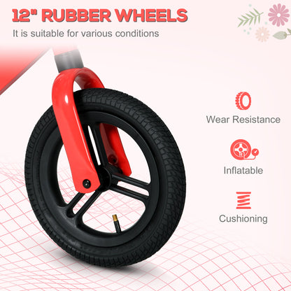 AIYAPLAY 12" Kids Balance Bike, No Pedal Training Bike for Children with Adjustable Seat, 360¬∞ Rotation Handlebars - Red