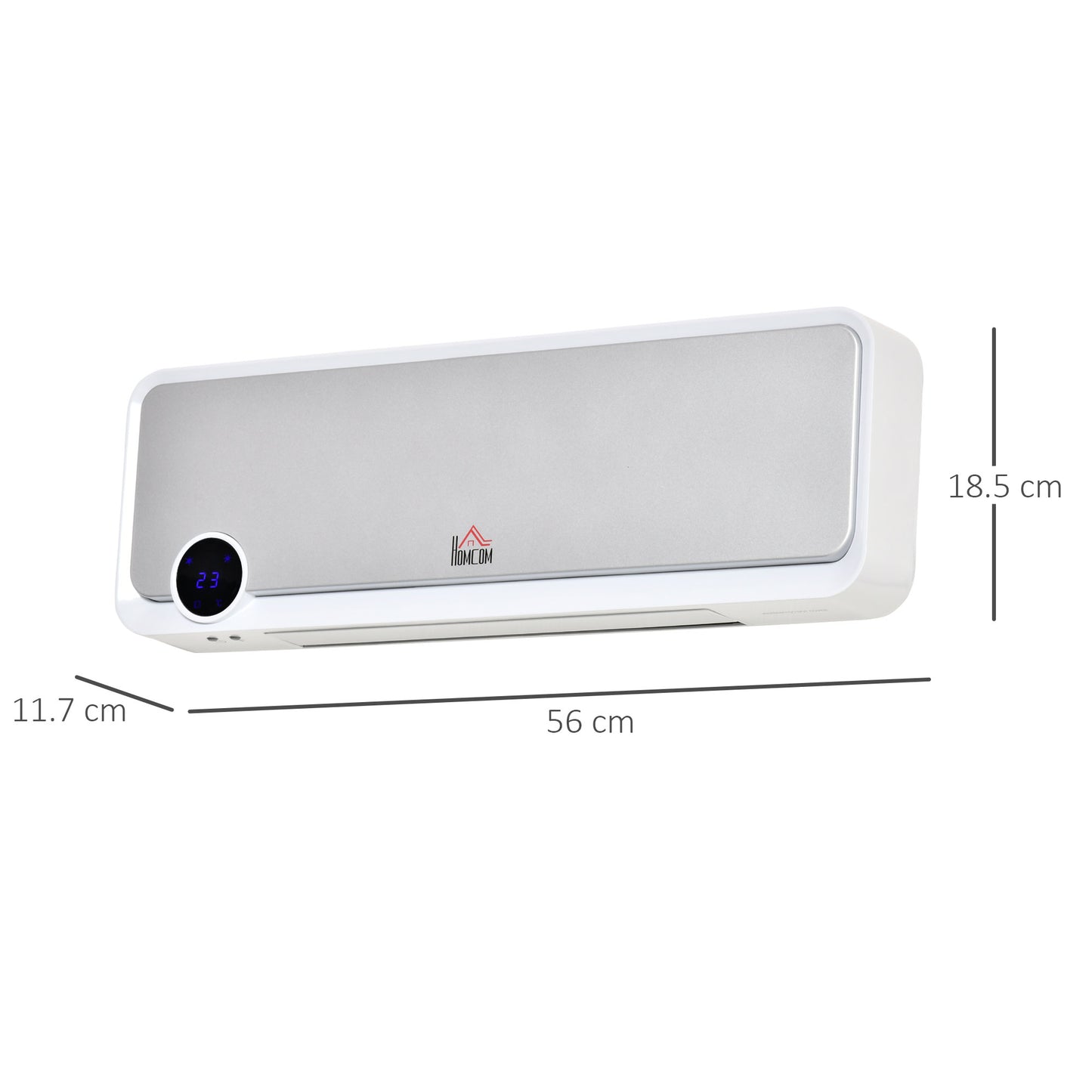 1000W/2000W Wall Downflow Heater 10-49°C Temperature w/ Timer Remote
