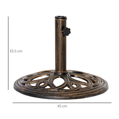 Round Patio Umbrella Base Stand, Umbrella Holder, Bronze Tone