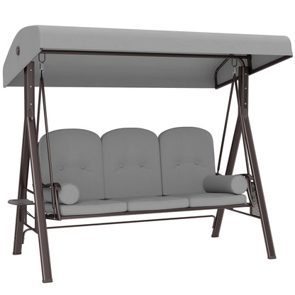 3 Seater Garden Swing Chair, Light Grey