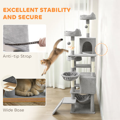Cat Tree, 192 cm Multi-Level Cat Tower for Indoor Kittens