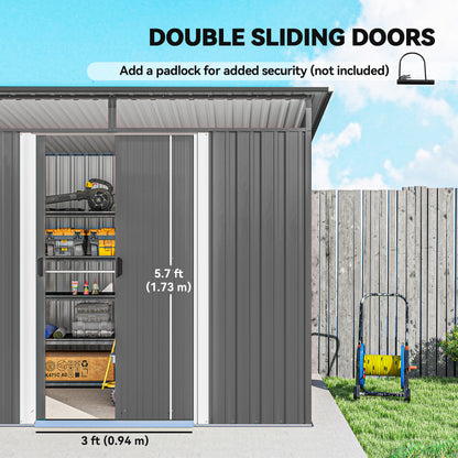 Garden Shed Outdoor Storage Tool Organiser w/ Double Sliding Door