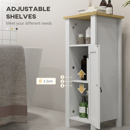 Slim Bathroom Storage Unit with Adjustable Shelf, White