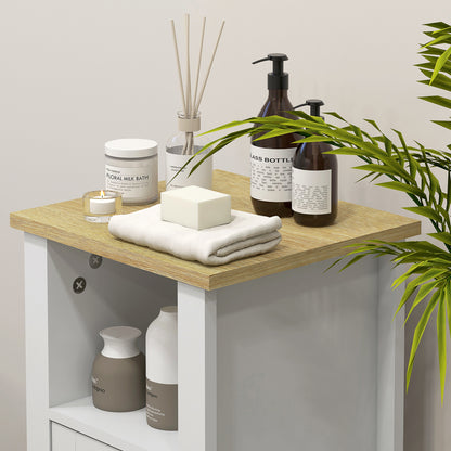 Slim Bathroom Storage Unit with Adjustable Shelf, White
